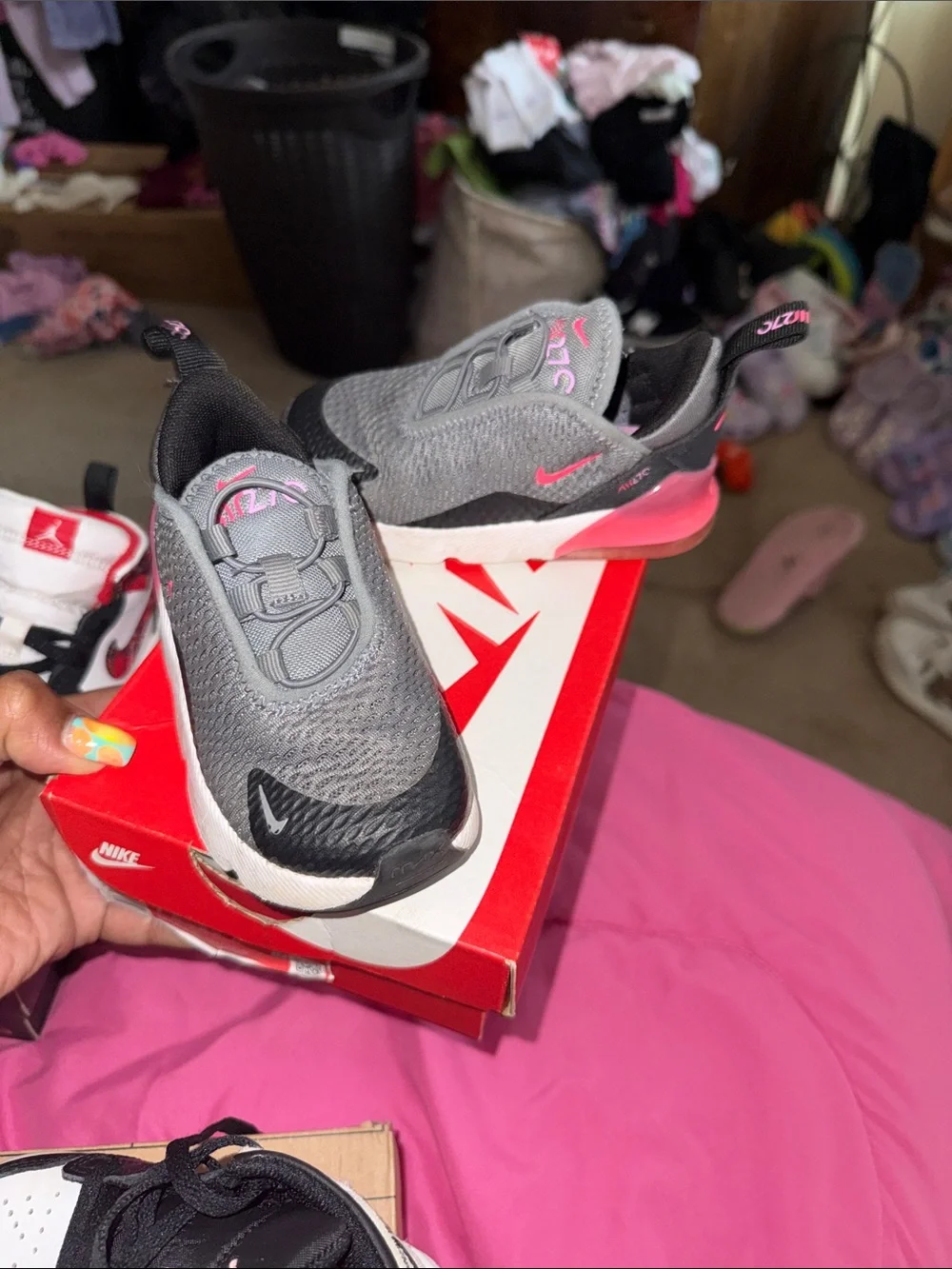 Nike Kids' High-Top Sneakers in Black, White & Red